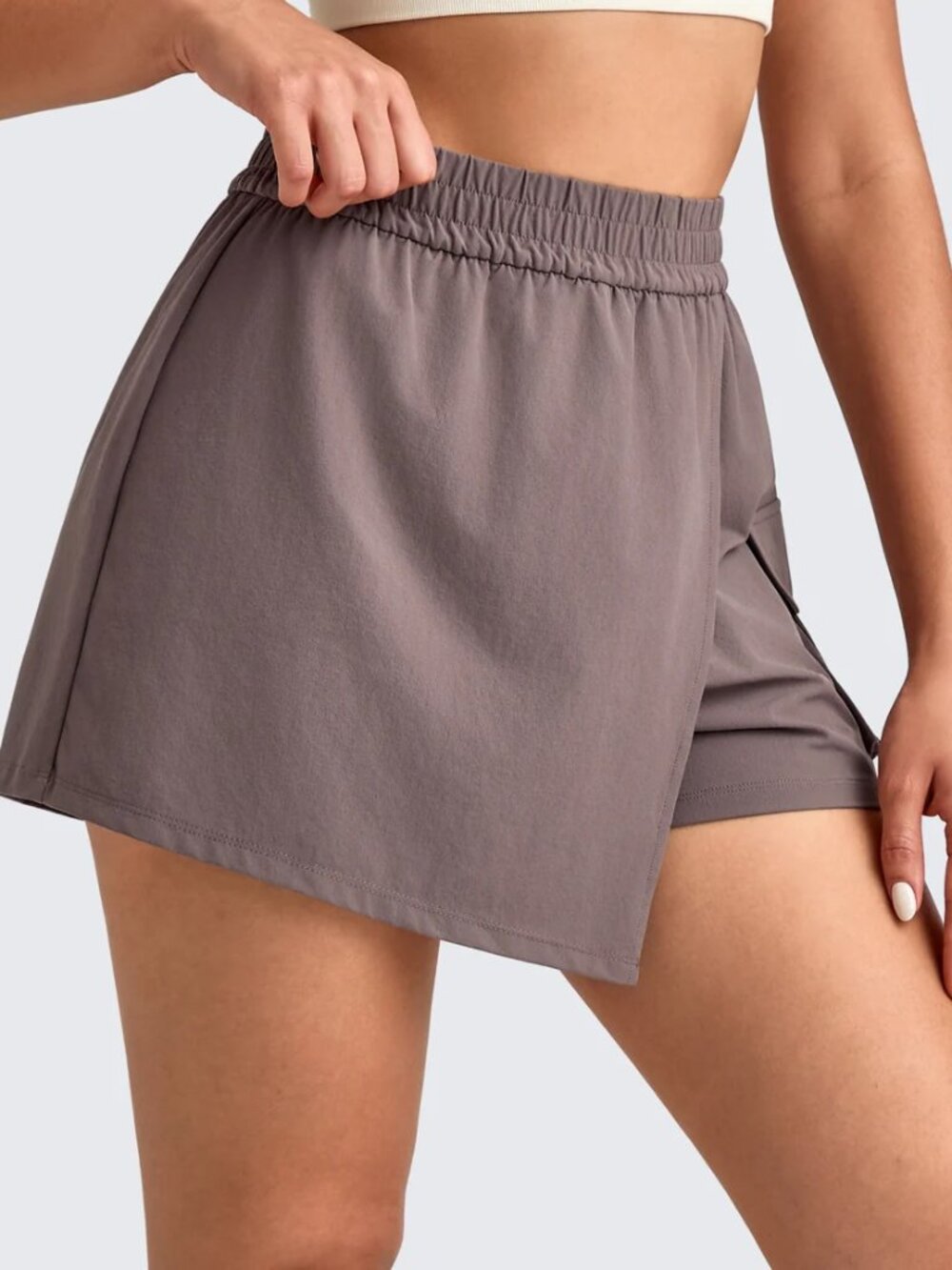 G4Free Women's LG Taupe 2 in 1 Elastic Waist Tennis Skort